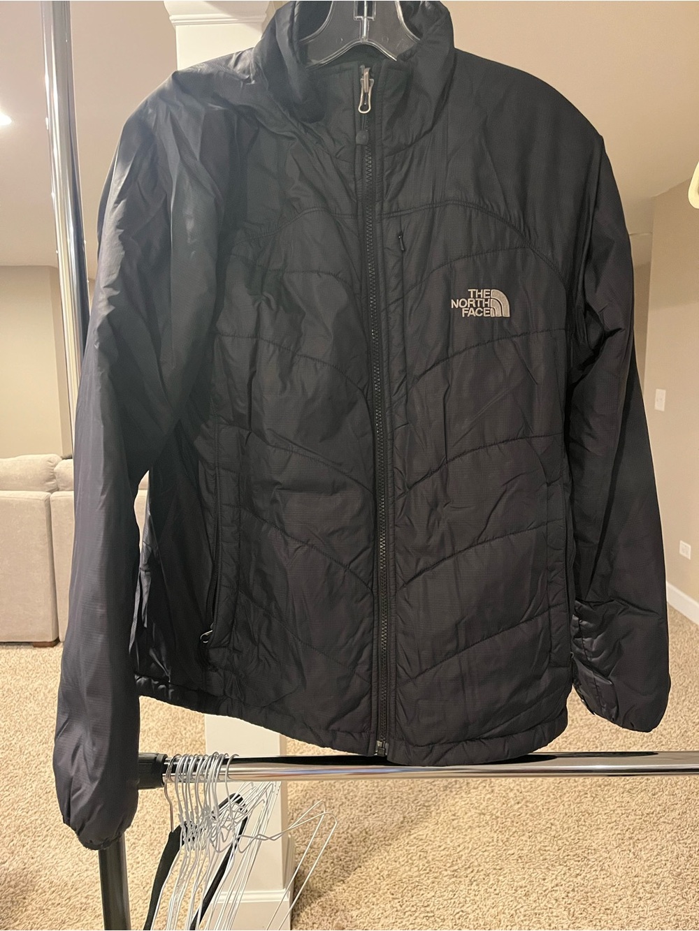 The North Face Black Puffer Jacket with Logo Patch